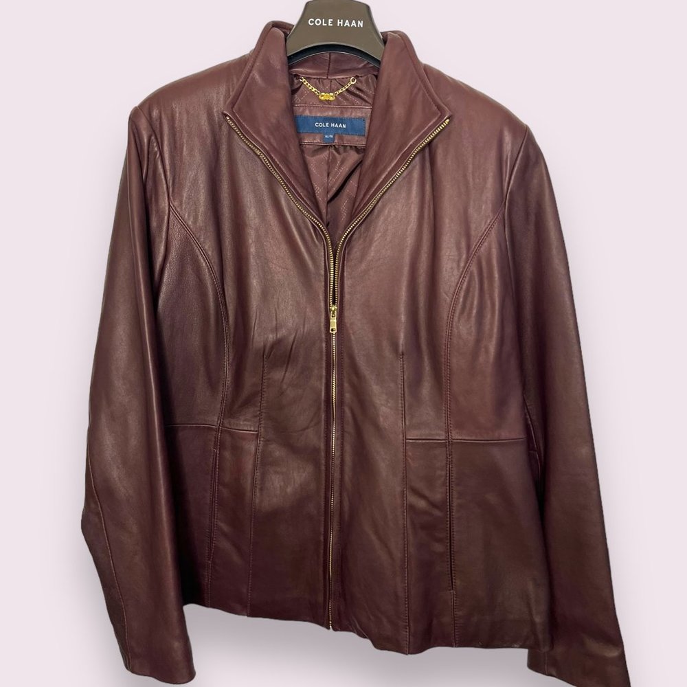 MINT Cole Haan Lambskin Leather Jacket